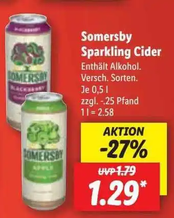 Lidl Somersby sparkling cider versch. sorten Angebot