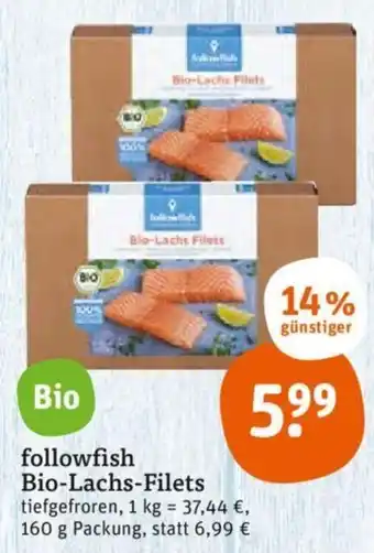 tegut Followfish Bio Lachs Filets 160 g Packung Angebot