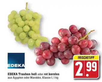 nah & gut Edeka Trauben hell oder rot kernlos 1kg Angebot