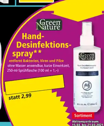 Norma Green Nature  Hand  Desinfektions spray 250ml Angebot