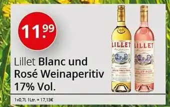 Sagasser Lillet blanc und rosé weinaperitiv 17% vol. Angebot