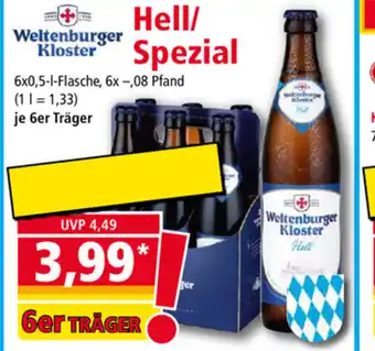 Norma Weltenburger Kloster Hell/Spezial 6x0,5L Angebot