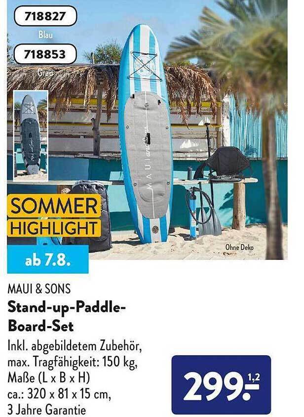 Maui & sons standuppaddleboardset Angebot bei Aldi Nord
