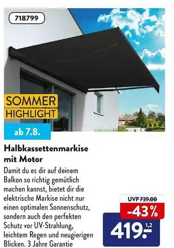 Aldi Nord Halbkassettenmarkise mit motor Angebot