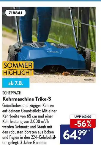 Aldi Nord Scheppach kehrmaschine trike-s Angebot