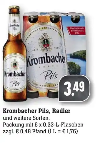 nah & gut Krombacher Pils, Radler 6x0,33L Angebot