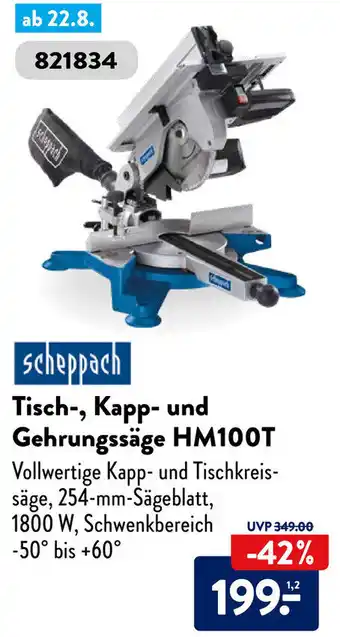 Aldi Süd Scheppach Tisch, Kapp und Gehrungssäge HM100T Angebot