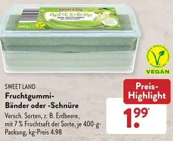 Aldi Süd Sweet Land Fruchtgummi Bänder oder Schnüre 400 g Packung Angebot