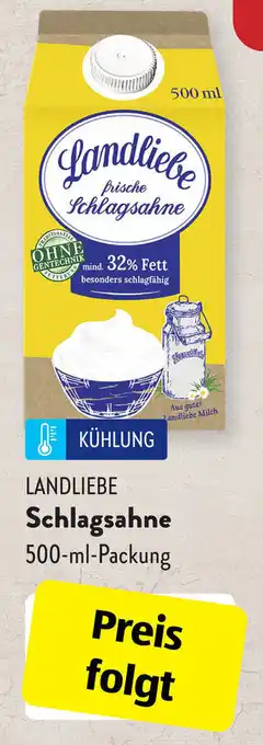 Aldi Süd Landliebe Schlagsahne 500 ml Packung Angebot