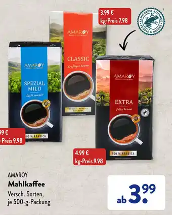 Aldi Süd Amaroy Mahlkaffee 500 g Packung Angebot