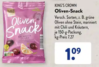 Aldi Süd King's Crown Oliven Snack 150 g Packung Angebot