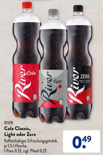 Aldi Süd River Cola Classic, Light oder Zero 1,5 L Flasche Angebot