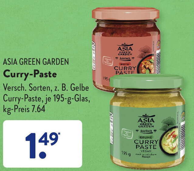 Asia Green Garden Curry Paste 195 g Glas Angebot bei Aldi Süd