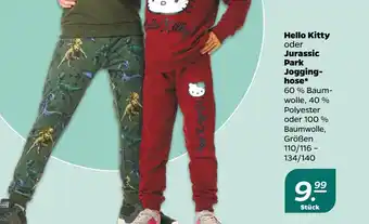 NETTO Hello Kitty o. Jurassic Park Jogginghose 110/116-134/140 Angebot