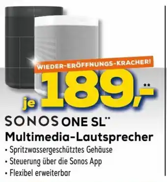 Euronics Sonos One SL Multimedia Lautsprecher Angebot