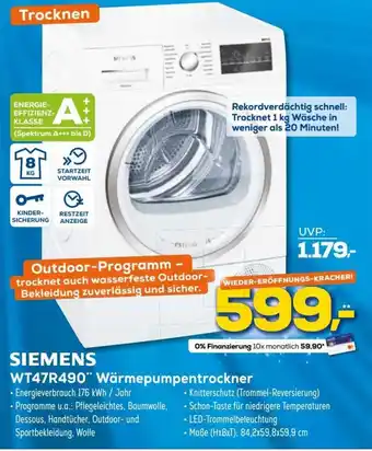 Euronics Siemens WT47R490 Wärmepumpentrockner Angebot