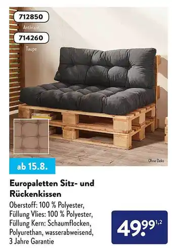 Aldi Süd Europaletten sitz und rückenkissen Angebot