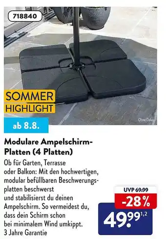 Aldi Süd Modulare ampelschirm-platten 4 platten Angebot