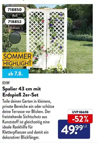 Aldi Süd Khw spalier 43 cm mit erdspieß 2er-set Angebot