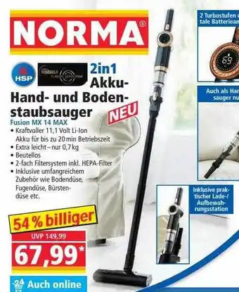 Norma Hsp 2in1 akku hand und boden staubsauger Angebot