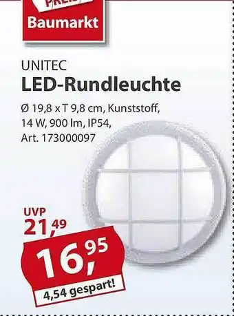 Sonderpreis Baumarkt Unitec led-rundleuchte Angebot