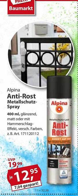 Sonderpreis Baumarkt Alpina anti-rost metallschutz-spray Angebot