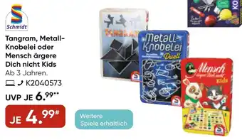 Galeria Schmidt Tangram, Metall Knobelei oder Mensch ärgere Dich nicht Kids Angebot