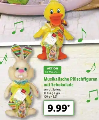 Lidl Musikalische Plüschfiguren mit Schokolade 104g Angebot