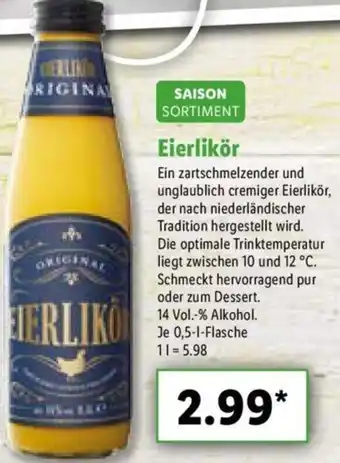 Lidl Saison Sortiment Eierlikör 0,5 L Angebot