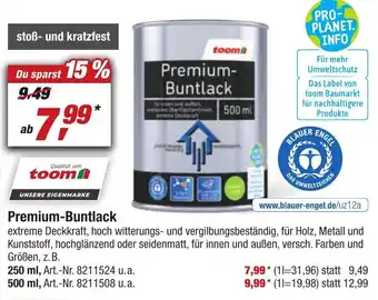 toom Baumarkt Premium Buntlack 250 ml Angebot