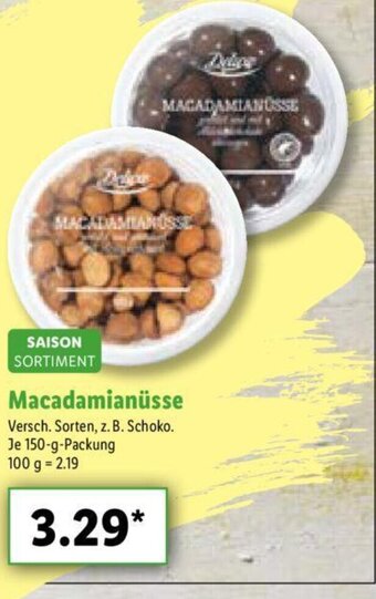 Lidl Saison Sortiment Macadamianüsse 150g Packung Angebot