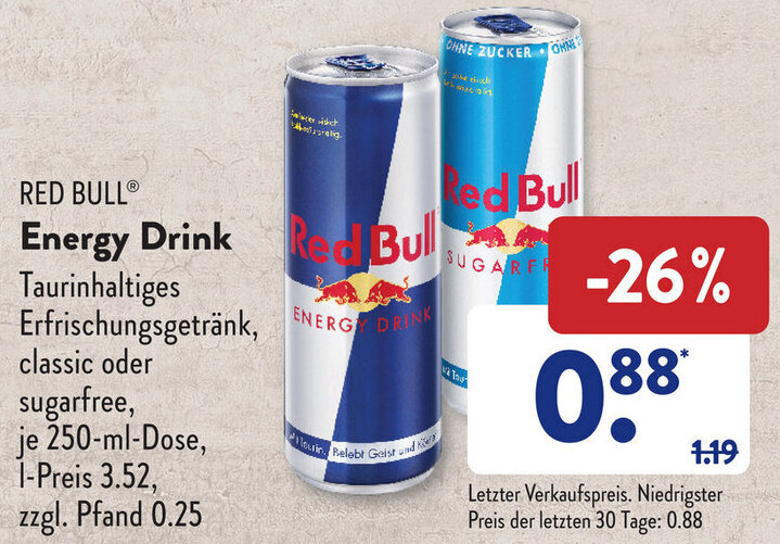 Red Bull Energy Drink 250 ml Dose Angebot bei Aldi Süd