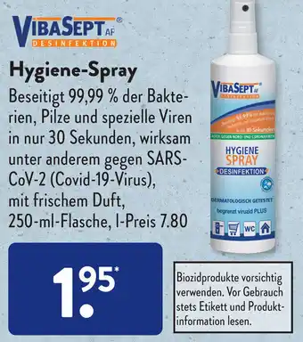 Aldi Süd Vibasept Hygiene Spray 250 ml Flasche Angebot