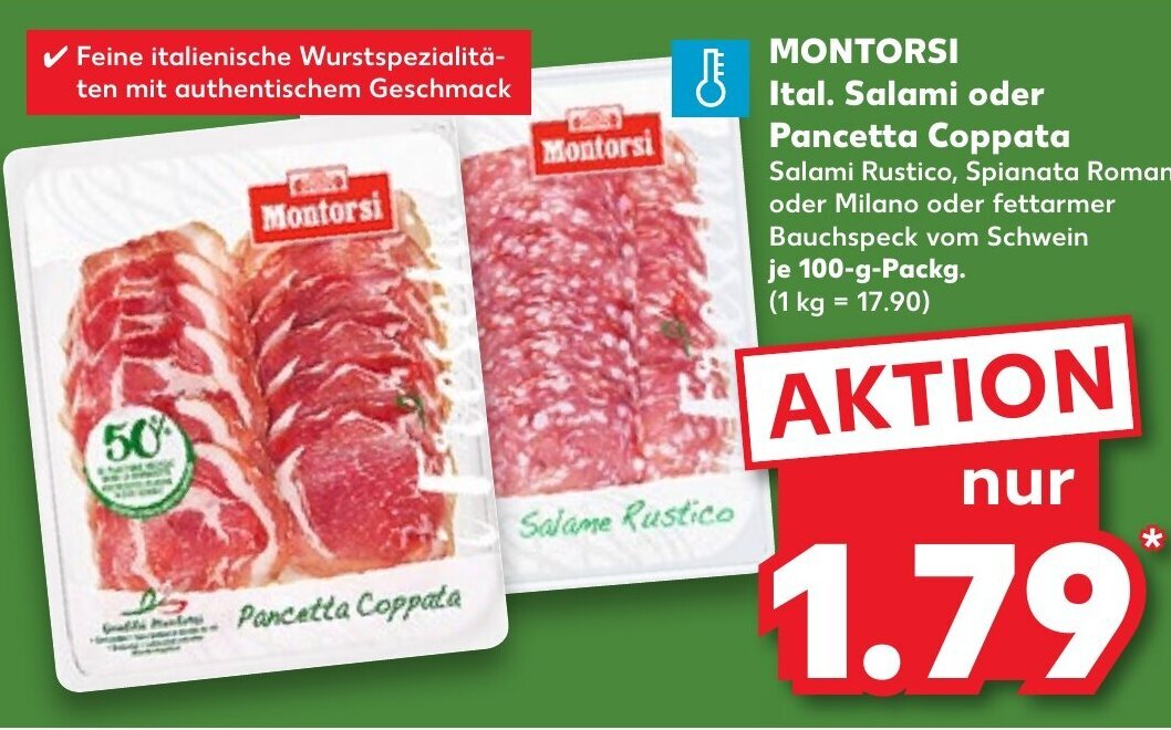 Montorsi Ital. Salami oder Pancetta Coppata 100 g Packg. Angebot bei