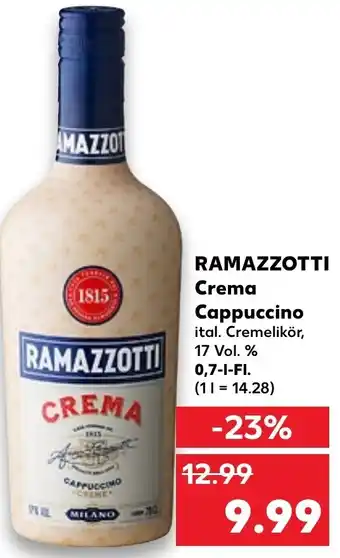 Kaufland Ramazzotti Crema Cappuccino 0,7 L-Fl. Angebot