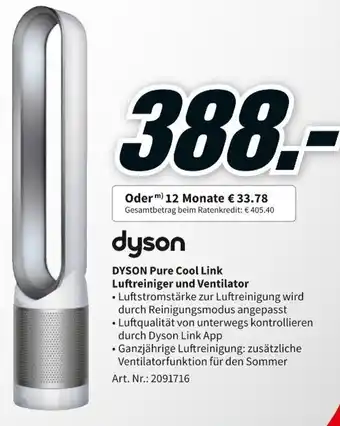 MediaMarkt dyson Pure Cool Link Luftreiniger und Ventilator Angebot