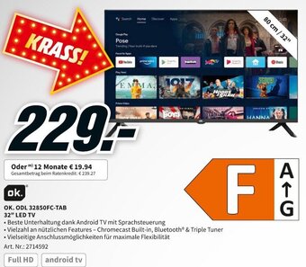 MediaMarkt OK. ODL 32850FC-TAB 32" LED TV Angebot