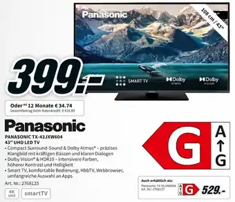 MediaMarkt Panasonic TX-43JXW604 43" UHD LED TV Angebot