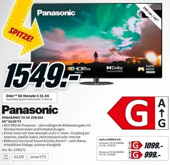 MediaMarkt Panasonic TX-65 JZW 984 65" OLED TV Angebot