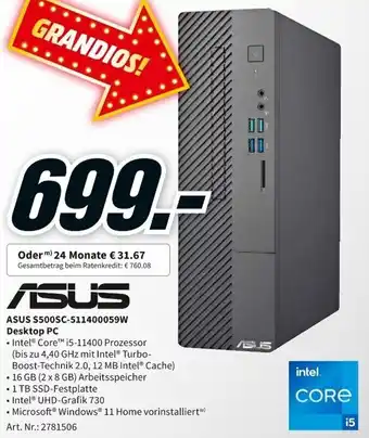 MediaMarkt Asus S500SC-511400059W Desktop PC Angebot