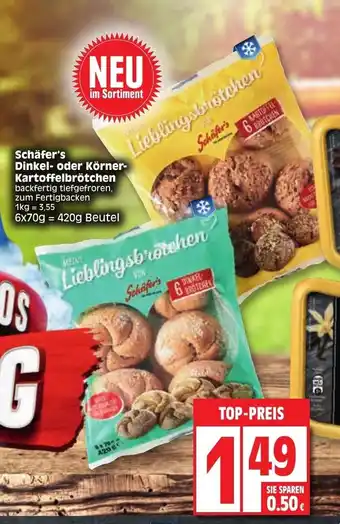 EDEKA Wucherpfennig Schäfer's Dinkel oder Körner Kartoffelbrötchen 420g Angebot