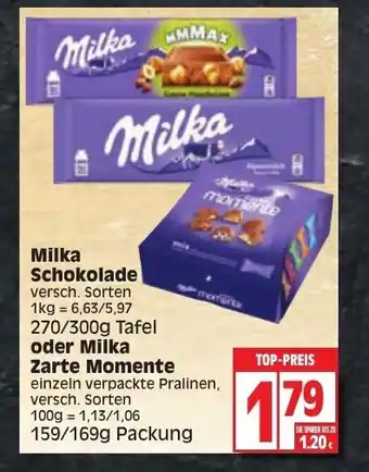 EDEKA Wucherpfennig Milka Schokolade 270-300g oder Milka Zarte Momente 159/169g Angebot