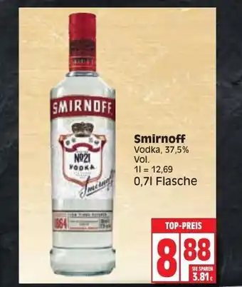 EDEKA Wucherpfennig Smirnoff Vodka 0,7L Angebot