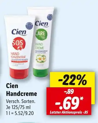 Lidl Cien handcreme Angebot