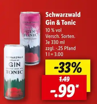 Lidl Schwarzwald gin & tonic Angebot