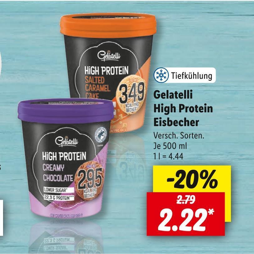Gelatelli high protein eisbecher Angebot bei Lidl