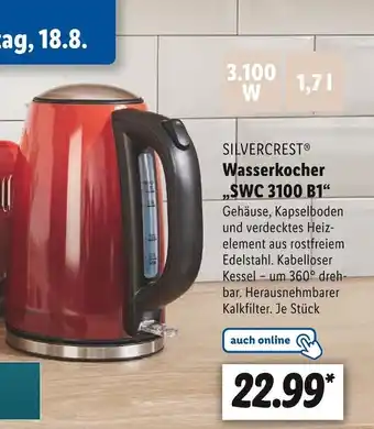 Lidl Silvercrest wasserkocher „swc 3100 b1“ Angebot