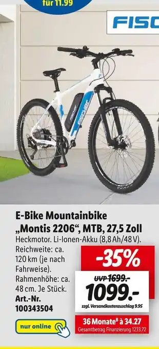 Lidl Fischer e-bike mountainbike „montis 2206“, mtb, 27,5 zoll Angebot