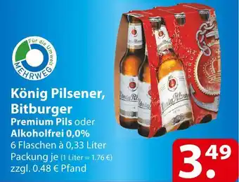 Famila Nord Ost König pilsener, bitburger premium pils oder alkoholfrei 0,0% Angebot