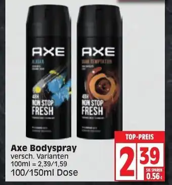 EDEKA Wucherpfennig Axe Bodyspray 100/150ml Angebot